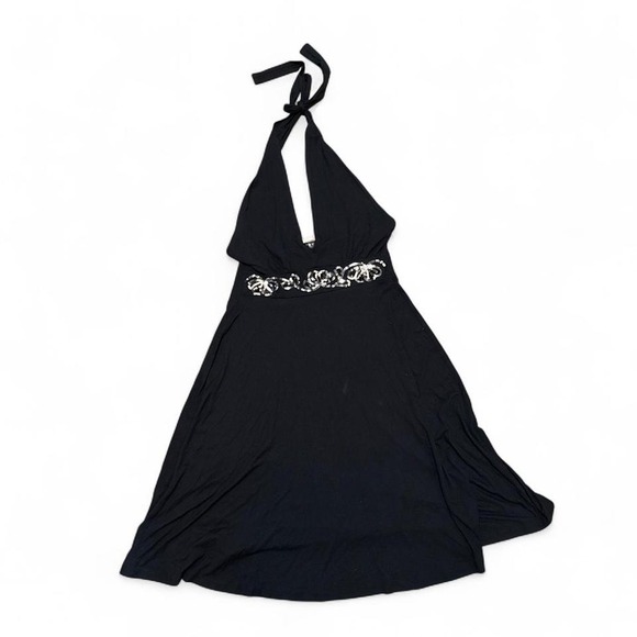 Bella Swan Black Halter Y2K Dress Beaded Flowy Size Small Fairycore - Picture 5 of 7